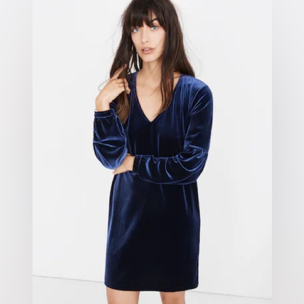 MADEWELL Velvet Balloon-Sleeve Dress size Medium
